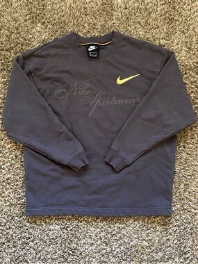Nike Maria Sharapova Charcoal Gray Crewneck Sweatshirt Gold Stitching Womens S